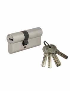 Cilindro per serratura a doppia entrata 5G, 30x30 mm, nichelato, antistrappo, 5 chiavi - SP