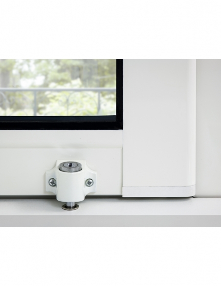 Serratura a cilindro per porta scorrevole, chiavistello a spinta, bianco, 2 chiavi - THIRARD