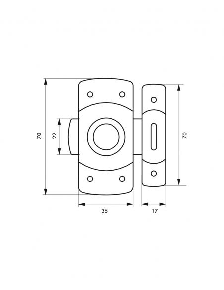 Serratura per ante di mobili, 35 mm, bianca - THIRARD