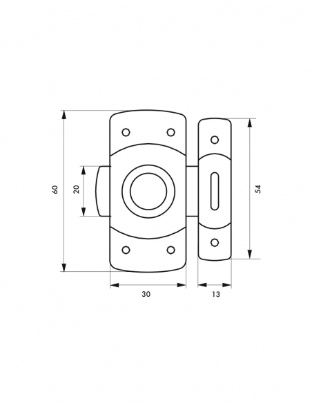 Serratura per ante di mobili, 30 mm, bianco - THIRARD
