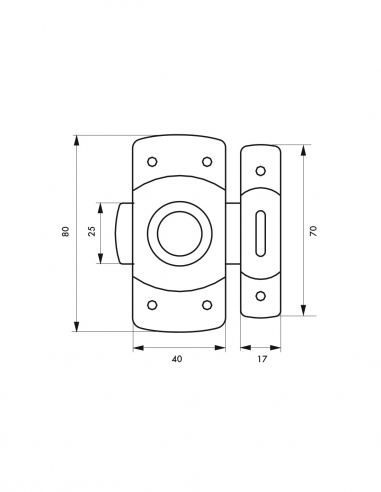 Serratura per ante di mobili, 40 mm, ottone cromato - THIRARD
