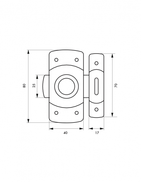 Serratura per ante di mobili, 40 mm, ottone cromato - THIRARD