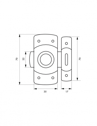 Serratura per ante di mobili, 35 mm, ottone cromato - THIRARD