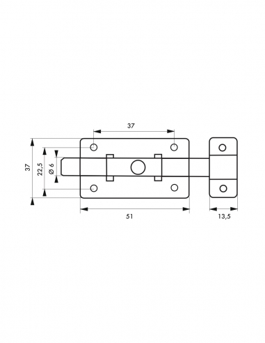 Catenaccio piatto per porte di mobili, 50 mm, acciaio inossidabile - THIRARD