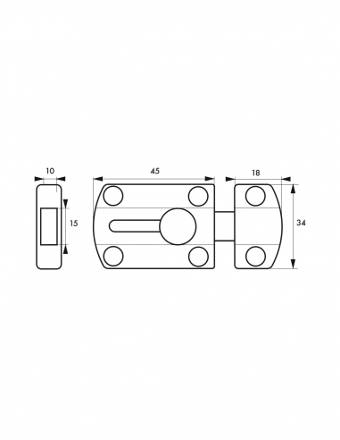 Catenaccio, chiavistello 15 mm, nichel satinato - THIRARD
