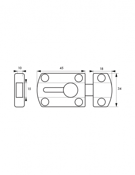 Catenaccio, chiavistello 15 mm, nichel satinato - THIRARD