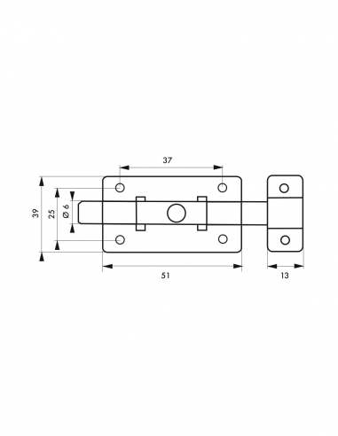 Catenaccio, acciaio, chiavistello Ø 6 mm, cromato - THIRARD