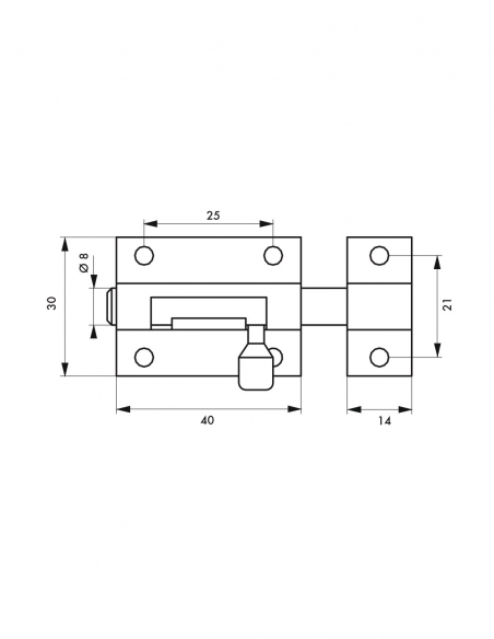Catenaccio, ottone, chiavistello Ø 8 mm, 40x30 mm - THIRARD