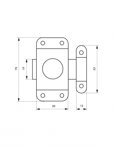 Serratura per ante di mobili, 30 mm, acciaio zincato - THIRARD