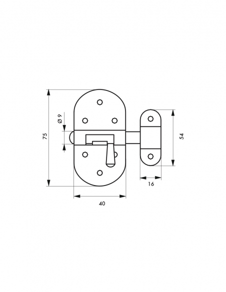 Catenaccio per porta mobile, acciaio, chiavistello Ø 9 mm, nichelato - THIRARD