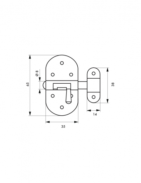 Catenaccio, acciaio, chiavistello Ø 8 mm, nichelato - THIRARD