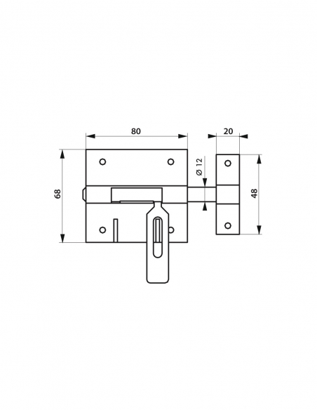 Chiavistello, catenaccio Ø 12 mm, porta-lucchetto, acciaio – THIRARD
