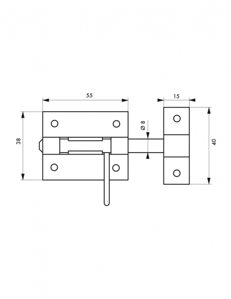 Chiavistello, catenaccio Ø 10 mm, acciaio – THIRARD