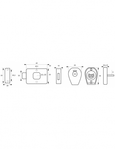 Chiavistello per WC 65 mm – THIRARD