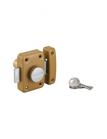 Catenaccio a pulsante Trident per porta interna, cilindro 45 mm, acciaio, 3 chiavi, finitura epossidica bronzo – THIRARD