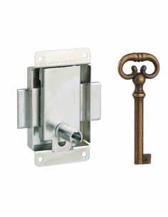 Serratura per mobile da applicare per porta di arredamento, asse 20 mm, 40 x 50 mm, zincata, 1 chiave – THIRARD