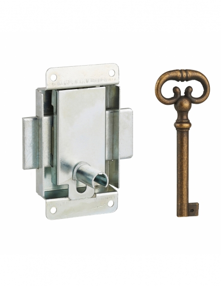 Serratura per mobile da applicare per porta di arredamento, asse 20 mm, 40 x 50 mm, zincata, 1 chiave – THIRARD