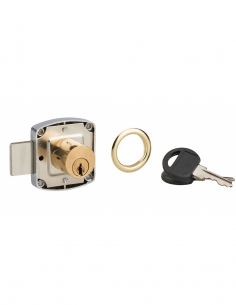 Serratura per mobile da applicare per porta di arredamento, asse 20 mm, 40 x 40 mm, nichelata, 2 chiavi – THIRARD