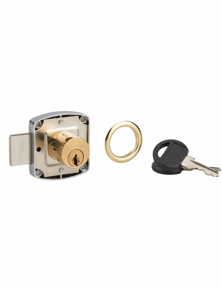 Serratura per mobile da applicare per porta di arredamento, asse 20 mm, 40 x 40 mm, nichelata, 2 chiavi – THIRARD