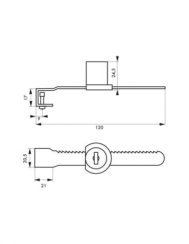 Serratura per vetrina con porta scorrevole, nichelata, 2 chiavi – THIRARD