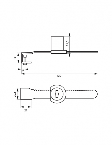 Serratura per vetrina con porta scorrevole, nichelata, 2 chiavi – THIRARD