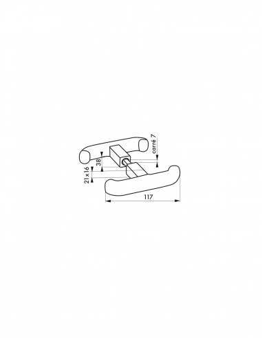 Maniglia a T doppia con quadro 7 mm, nera, per ref. 00096568 – THIRARD