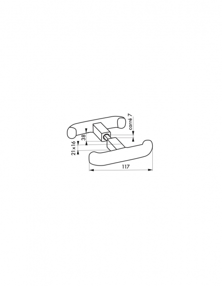 Maniglia a T doppia con quadro 7 mm, nera, per ref. 00096568 – THIRARD
