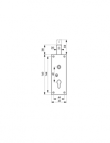 Scatola serratura da applicare a doppia entrata con quadro per garage basculante, 60 x 160 mm, quadro 7 mm, grigio – THIRARD
