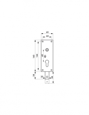 Cassa serratura verticale per cilindro europeo, quadro 7 mm, 1 punto inferiore – THIRARD