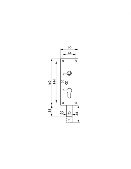 Cassa serratura verticale per cilindro europeo, quadro 7 mm, 1 punto inferiore – THIRARD