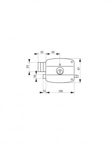 Serratura a doppio cilindro con tirante 100 x 97 mm, sinistra – THIRARD