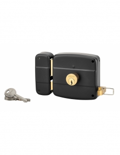 Serratura orizzontale da applicare a doppia entrata per porta d’ingresso, 100 x 97 mm, asse 50 mm, nero, 3 chiavi – THIRARD