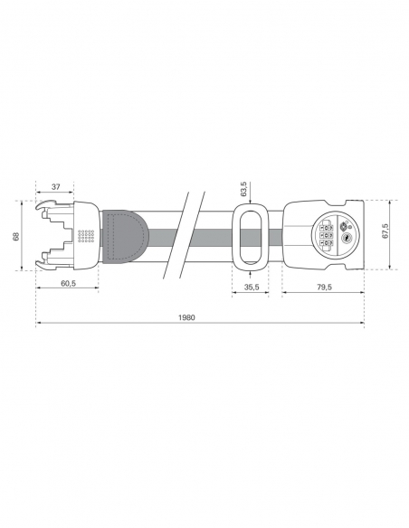 Vista aggiuntiva 1 di Cinghia TSA in poliestere 104 cm, combinazione a 3 ghiere, nero/rosso – THIRARD