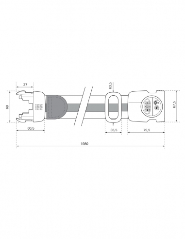 Vista aggiuntiva 1 di Cinghia TSA in poliestere 104 cm, combinazione a 3 ghiere, nero/grigio – THIRARD