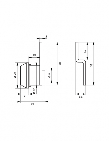 Serratura a camma piegata in posizione ore 12 per cassetta postale – THIRARD