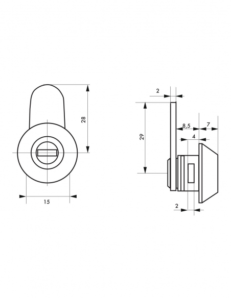 Serratura a camma piegata in posizione ore 12 verso il frontale per cassetta postale, chiavi quadre – THIRARD
