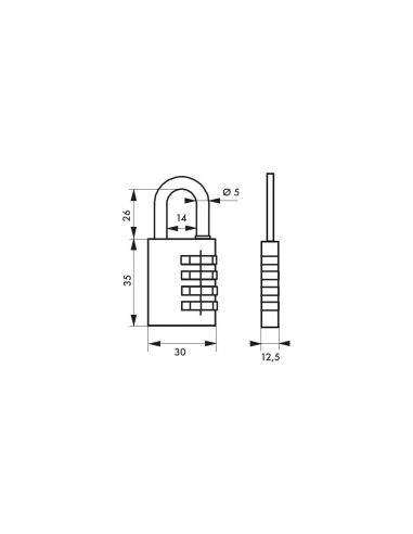 Vista aggiuntiva 1 di Lucchetto TYPE 1 ALU CODE 30 mm, verde, corpo in alluminio – THIRARD