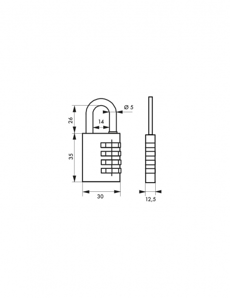 Vista aggiuntiva 1 di Lucchetto TYPE 1 ALU CODE 30 mm, verde, corpo in alluminio – THIRARD