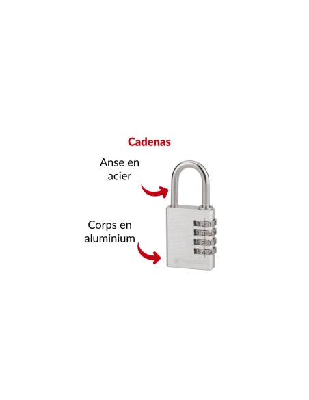 Vista aggiuntiva 2 di Lucchetto TYPE 1 ALU CODE 40 mm, viola, corpo in alluminio – THIRARD