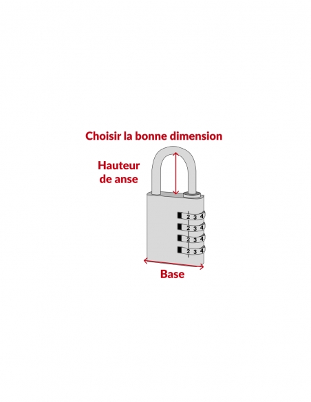 Lucchetto a combinazione Tipo 1, per interno, alluminio, blu, 40 mm, 4 cifre – THIRARD