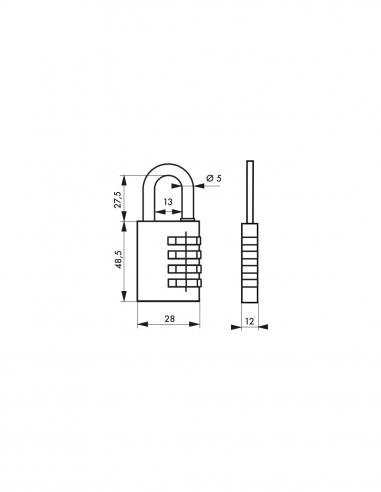 Lucchetto a combinazione 258, ottone, 4 cifre, per interno, arco in acciaio, 28 mm – THIRARD