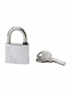 Lucchetto a chiave Tipo 1, ottone, per esterno, arco in acciaio inox, 40 mm, 2 chiavi – THIRARD