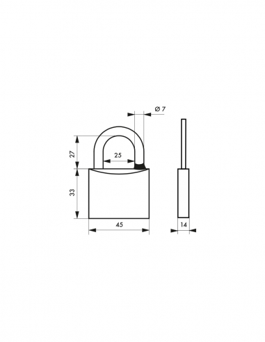 Vista aggiuntiva 1 di Lucchetto TYPE 1 45 mm, 2 chiavi – THIRARD