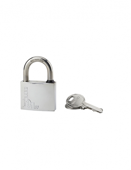 Lucchetto a chiave Tipo 1, ottone, per esterno, arco in acciaio inox, 50 mm, 2 chiavi – THIRARD