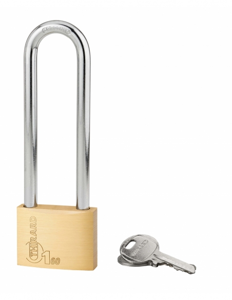 Lucchetto a chiave Tipo 1+, per interno, ottone, arco alto in acciaio, 60 mm, 2 chiavi – THIRARD