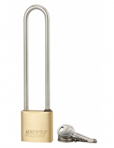 Lucchetto a chiave Mach 3, ottone, per esterno, arco alto in acciaio, 40 mm, 2 chiavi – THIRARD