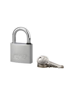 Lucchetto a chiave Mach 3, ottone nichelato, per esterno, arco in acciaio inox, 45 mm, 2 chiavi – THIRARD