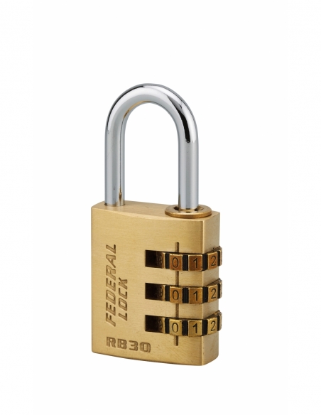 Lucchetto a combinazione RB, ottone, 3 cifre, per interno, arco in acciaio, 30 mm – THIRARD