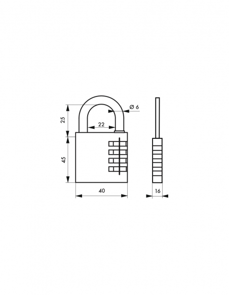 Vista aggiuntiva 1 di Lucchetto RB 40 mm, a combinazione modificabile a 4 cifre – THIRARD