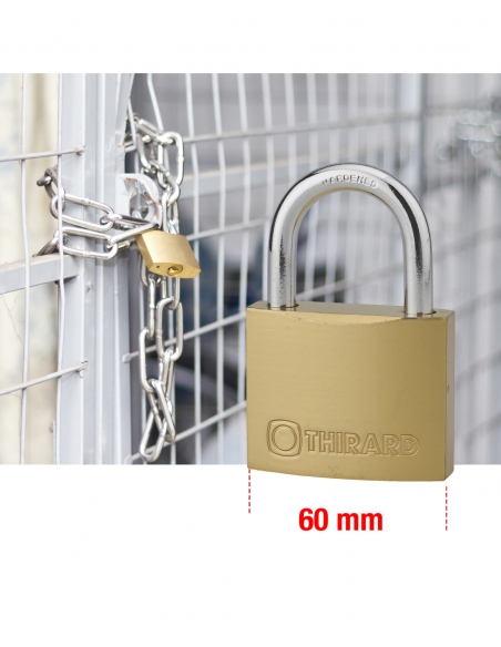 Lucchetto a chiave Tipo 1, in ottone, per interni, arco in acciaio, 60 mm, 2 chiavi - THIRARD